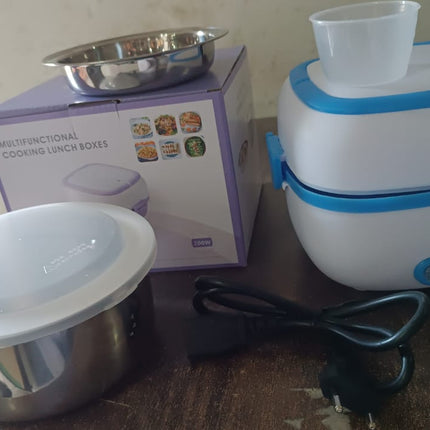 Electric Lunch Box, 3 In 1 Food Heater / Cooker / Steamer with Stainless Steel Bowls (1 Set)
