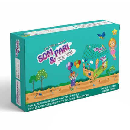 Play tent with multiple colors and open entrance, designed for children