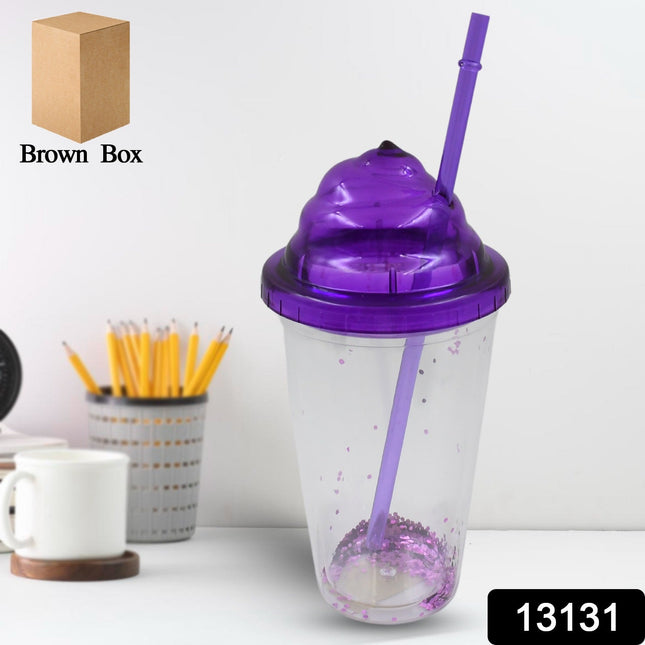 High Quality PlasticÂ Creative Cold Drink Cup / Tumble, Reusable Tea Coffee Tumbler with Lid and Straw, Double Wall Plastic Drinking Sport Bottle,Â Travel Tumbler (1 Pc / Mix Color)
