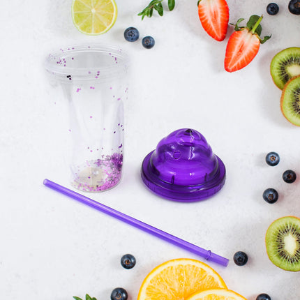 High Quality PlasticÂ Creative Cold Drink Cup / Tumble, Reusable Tea Coffee Tumbler with Lid and Straw, Double Wall Plastic Drinking Sport Bottle,Â Travel Tumbler (1 Pc / Mix Color)
