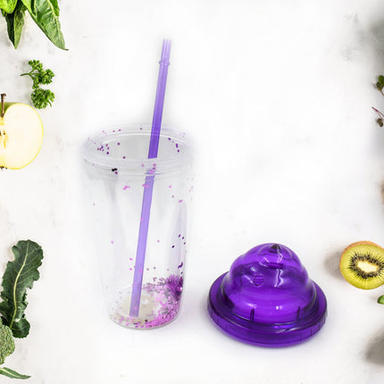 High Quality PlasticÂ Creative Cold Drink Cup / Tumble, Reusable Tea Coffee Tumbler with Lid and Straw, Double Wall Plastic Drinking Sport Bottle,Â Travel Tumbler (1 Pc / Mix Color)