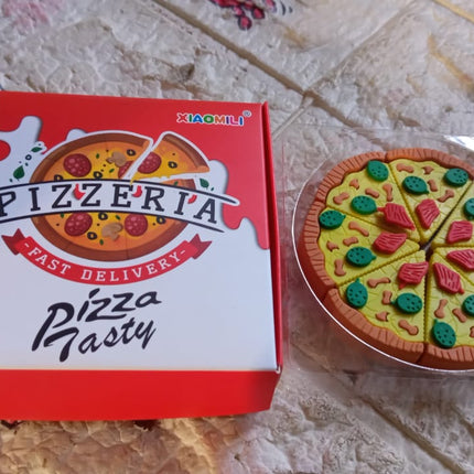 3D Pizza Slices Eraser Set â€“ Fancy & Colorful Stationery for Kids & Gifts (7 slice)