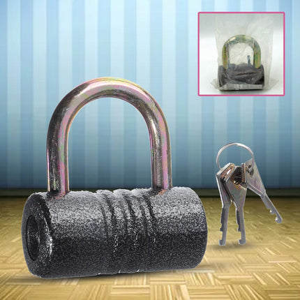 Heavy-Duty Iron Padlock â€“ 82mm Black Spray Lock with Brass Core & 5 Keys, Waterproof & Anti-Theft