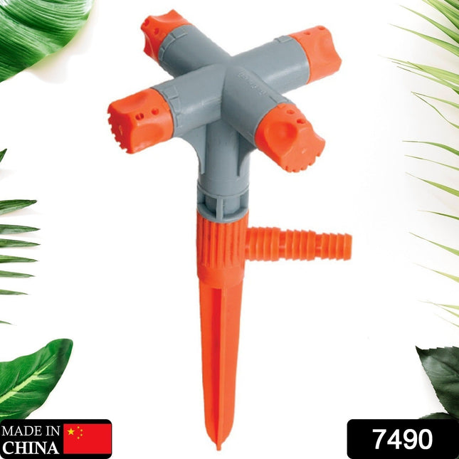 360Â° Rotating Garden Sprinkler â€“ Adjustable 4-Arm Lawn Water Sprayer