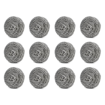 Round stainless steel scrubbers, perfect for tough cleaning, pack of 12.