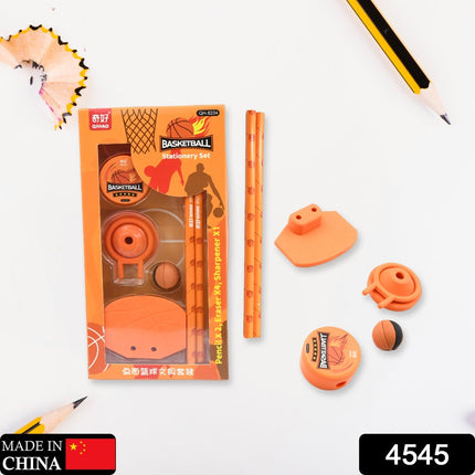 Football & Basketball Stationery Kit â€“ Pencil, Sharpener & Eraser for Kids (Birthday Gift)