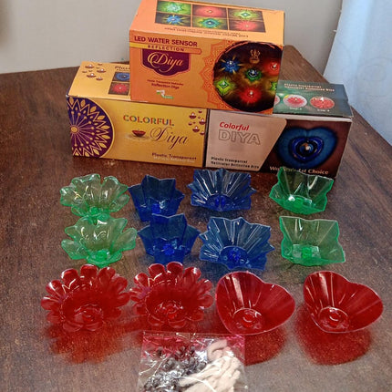Magical Reflection Diya Set with 6 Attractive Design Cup Set Of 12 Pieces