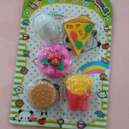 3D Food Shape Fancy & Stylish Colorful Erasers, Mini Eraser Creative Cute Novelty Eraser for Children Eraser Set for Return Gift, Birthday Party, School Prize(5 Pcs Set)