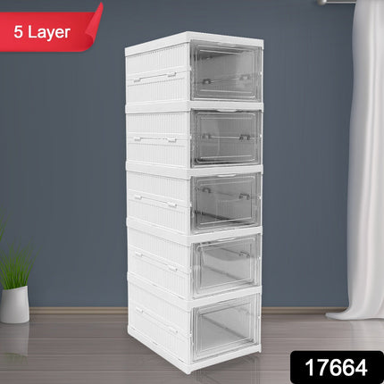 5-Layer Stackable Utility Cart â€“ Foldable Storage Organizer for Clothes & Home (1 Pc)