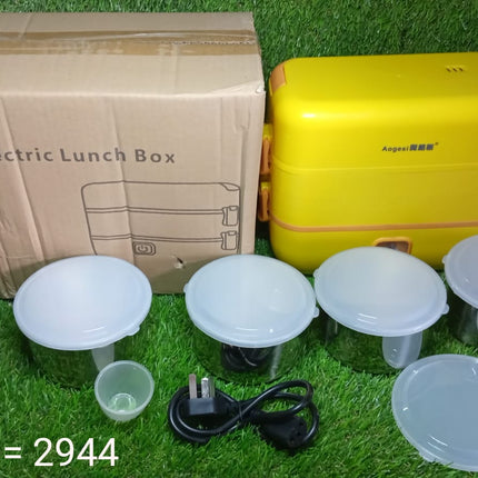 Electric lunch box with four stainless steel compartments