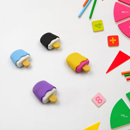 Cone, Donut & Lollipop Eraser Set for Kidsâ€™ School Gifts (1 Set 4 Pc, Themed)