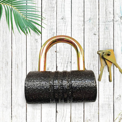 Heavy-Duty Iron Padlock â€“ 82mm Black Spray Lock with Brass Core & 5 Keys, Waterproof & Anti-Theft