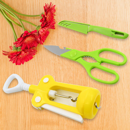 Multifunction Kitchen Tool Set â€“ Stainless Steel & Plastic Knife and Scissors