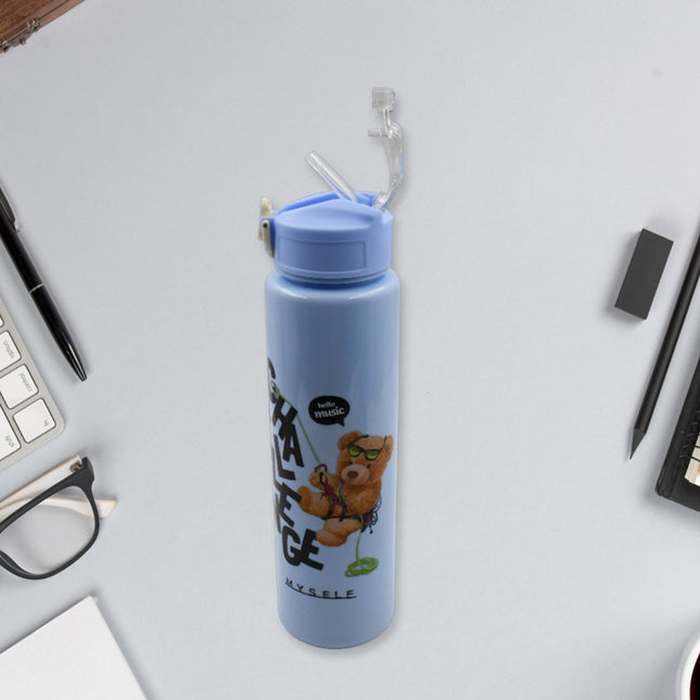 Plastic Water Bottle Set â€“ BPA-Free, Leak-Proof, Cartoon Design for Kids & Gym (3 Pc Set)