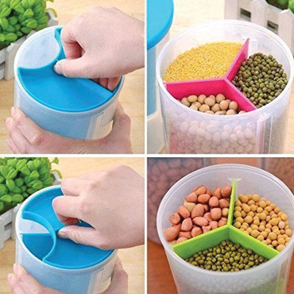 Multi-compartment storage container with airtight seal for freshness.