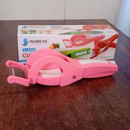 Plastic 2 in 1 Vegetable & Fruit Multi Cutter 5 Blade Vegetable Cutter with Peeler (1 Pc / Multicolor)
