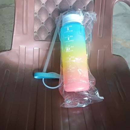 Motivational Water Bottle with Straw & Time Marker - Leakproof Tritan Portable Gym Bottle for Sports, Hiking & Camping