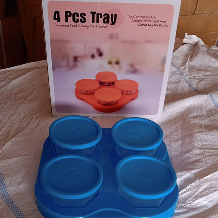 Airtight containers for kitchen storage with a tray