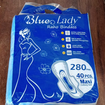Blue Lady Extra Long Pads With Wides Wings Sanitary Pads â€“ 280 mm, 40-Pack