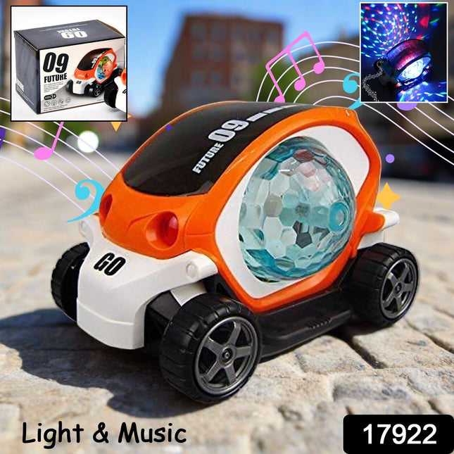 360Â° Rotating Stunt Car Toy â€“ Bump & Go with 4D Lights, Music & Disco Ball (1 Pc, Battery Not Included)