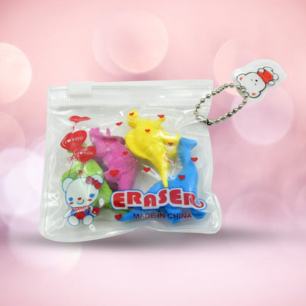 Fun dinosaur-shaped erasers for kidsâ€™ desks