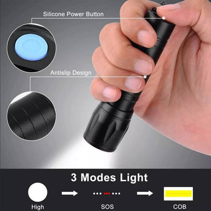 LED USB Rechargeable Mini Flashlight â€“ Ultra-Bright Zoom & COB Side Lantern, Tactical Emergency Light