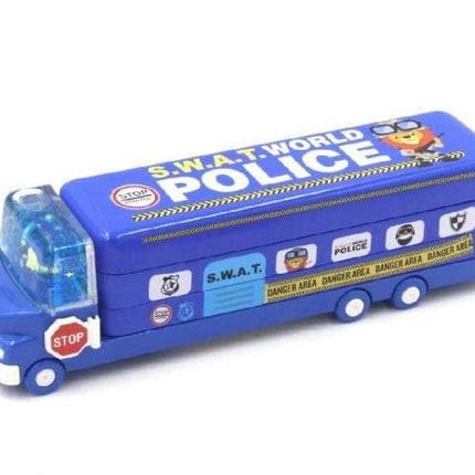 Double Decker Magic Truck Compass Multi Level Metal Truck Compass Pencil Case with Movable Wheels & Sharpener (Mix Design)