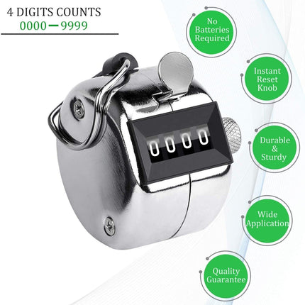 Manual tally counter with four-digit counter display