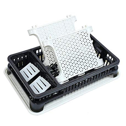 Compact kitchen dish organizer with tray.