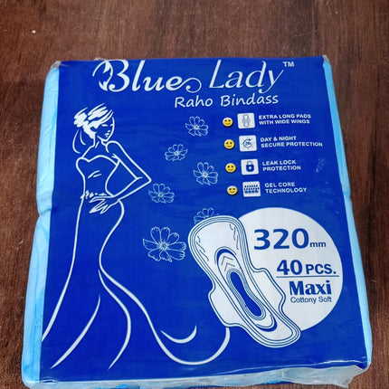 Blue Lady Extra Long Pads With Wides Wings Sanitary Pads â€“ 320 mm, 40-Pack