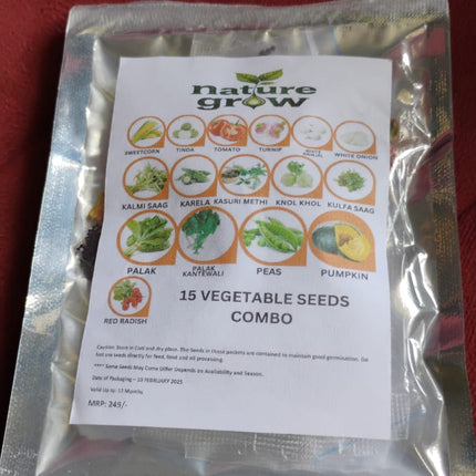 15 Varieties of Vegetable Seeds Combo (1 Pkt. / 15 Varieties)