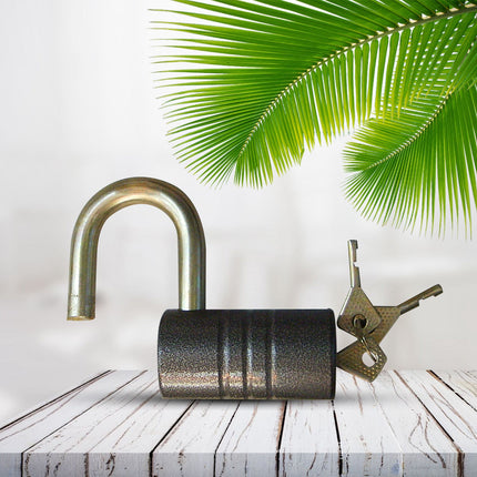 Heavy-Duty Iron Padlock â€“ 82mm Black Spray Lock with Brass Core & 5 Keys, Waterproof & Anti-Theft