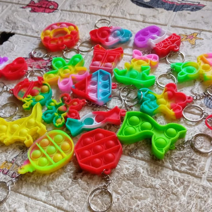 Compact Pop It Keychain â€“ Fun Stress Relief Fidget Toy (1 Pc | Mix Design)