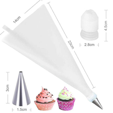 Cake decorating kit with nozzles and piping bag