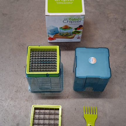 2-in-1 Potato Chipper & Slicer â€“ French Fries Maker with Two-Blade Cutter (1 Pc)