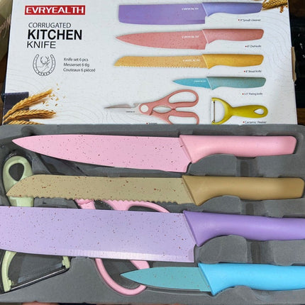 Corrugated 6Pc Kitchen Knife Set Professional Box Knife Set 6 Piece Forged Kitchen Knives with Box.