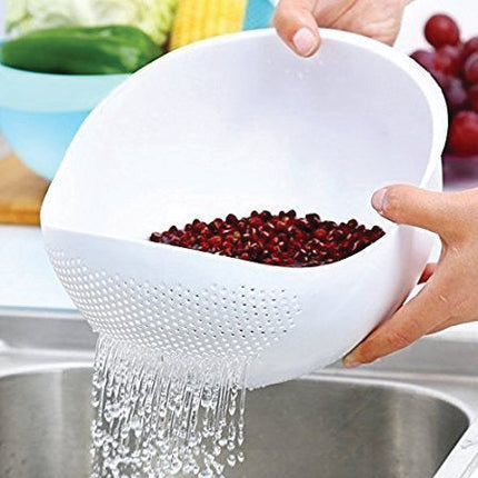 Durable kitchen rice strainer bowl, perfect for draining and storing grains.