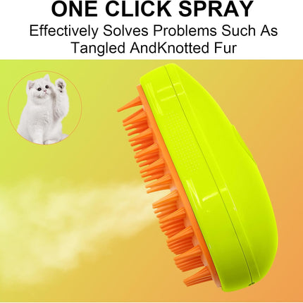 3-in-1 Cat Steamy Brush â€“ Self-Cleaning Pet Grooming & Hair Removal Comb