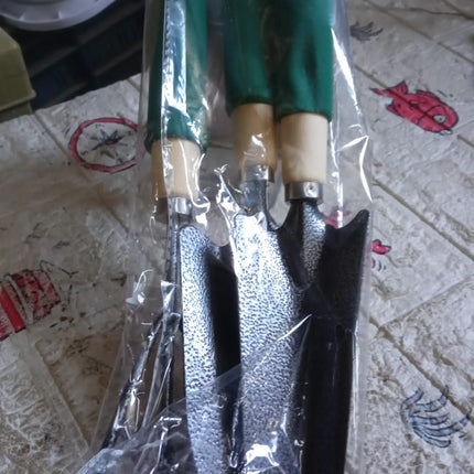 Gardening Tools - Hand Cultivator, Trowel, Heavy Duty with Ergonomic Wooden Handle for Transplanting and Digging (3 Pcs Set)
