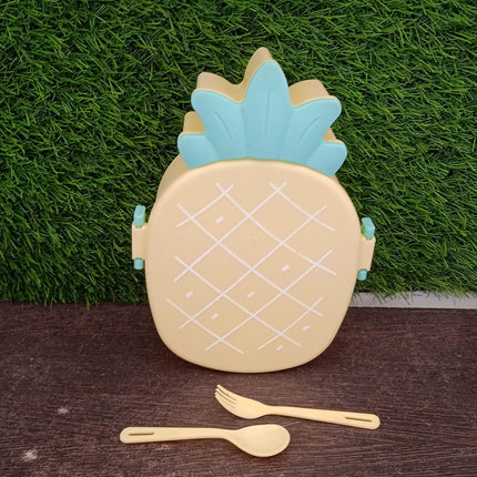 Kids Lunch Box Cute Pineapple Shaped Bento Box with Fork Spoon Snack Container Microwave Portable Office Lunch Box (1 Pc / With Spoon & Fork)