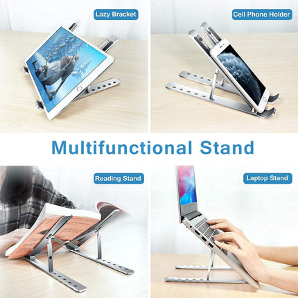 Metal Portable Laptop Stand â€“ 6-Angle Adjustable Riser for Laptops, Phones & Tablets
