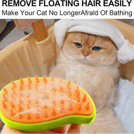 3-in-1 Cat Steamy Brush â€“ Self-Cleaning Pet Grooming & Hair Removal Comb