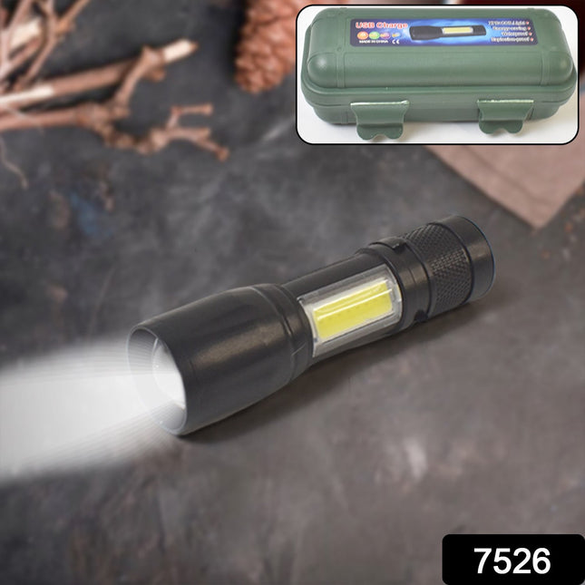 LED USB Rechargeable Mini Flashlight â€“ Ultra-Bright Zoom & COB Side Lantern, Tactical Emergency Light