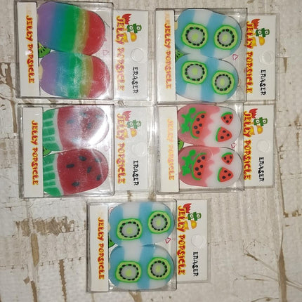 Jelly Popsicle Erasers â€“ Cute & Fancy Mini Erasers for Kids (2 Pc Set, Mix Design)