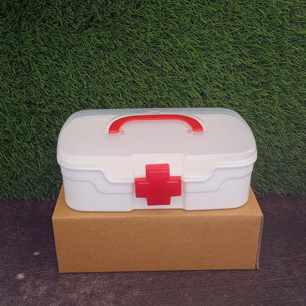 Medical Box, 1 Piece, Indoor Outdoor Medical Utility, Medicine Storage Box, Detachable Tray Medical Box Multi Purpose Regular Medicine, First Aid Box with Handle & Transparent Lid