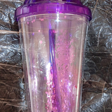 High Quality PlasticÂ Creative Cold Drink Cup / Tumble, Reusable Tea Coffee Tumbler with Lid and Straw, Double Wall Plastic Drinking Sport Bottle,Â Travel Tumbler (1 Pc / Mix Color)