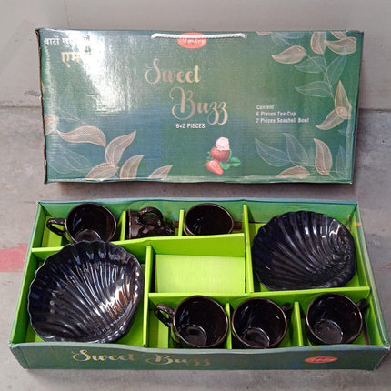 Sweet Buzz 8-Piece Seashell Ceramic Cup Set â€“ Ideal for Home & Gifts