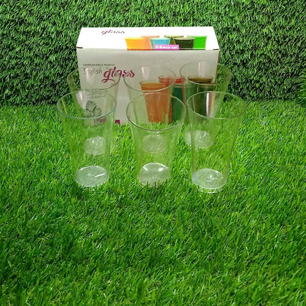 Set of 6 transparent water glasses