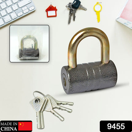 Heavy-Duty Iron Padlock â€“ 82mm Black Spray Lock with Brass Core & 5 Keys, Waterproof & Anti-Theft