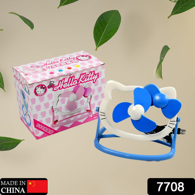 Hello Kitty Cute Mini USB Desktop Fan â€“ Bright Color, Personal Desk Fan (Battery Not Included)